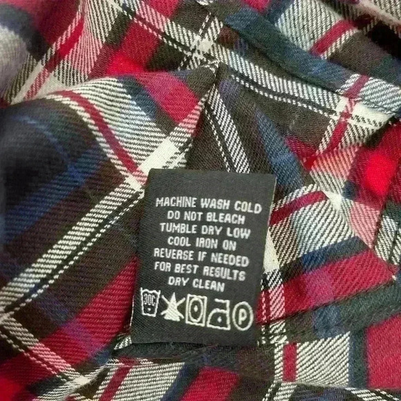 Filter Flannel Shirt Large Blue Red White Plaid 2 Flap Pockets Mens Long Sleeves - Picture 7 of 9